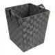 EHC Woven Square Waste Paper Bin With Strap Handles - Grey