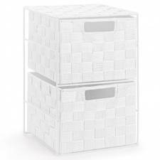 EHC 2 Drawer Nylon Storage Cabinet For Bedroom, Bathroom - White