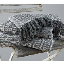 2 Tone Super King Herringbone Cotton Bedspread, 225 cm x 380 cm - Grey