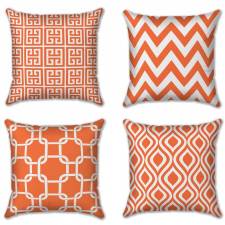 4 Decorative Sofa Pillow Case Cotton Cushions Covers, 45 x 45cm,Orange