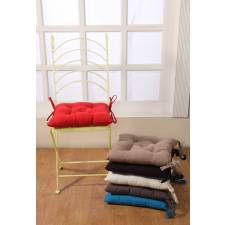 4 X  Quilted Seat Pad/Chair Cushion With Ties, 40 x 40 x 6 cm - Latte