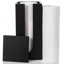 Bamboo Toilet Roll Holder with Lid, Freestanding Storage Unit - Black