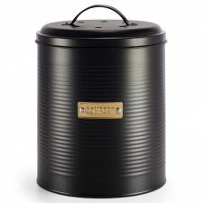 Compost Bin with Lid for Kitchen, Galvanized Steel,  3.6 L, Black