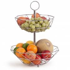 EHC 2 Tier Fruit & Vegetable Storage Basket Stand for Kitchen - Chorme