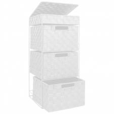 EHC 3 Drawer Woven Storage Cabinet With Flip Top Lid Storage - White