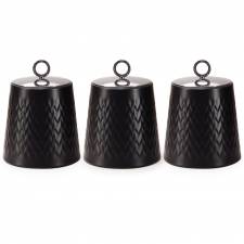 EHC 3 x Chevron Pattern Airtight Food Storage Canisters Set, Black