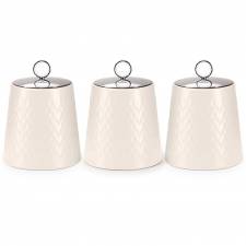 EHC 3 x Chevron Pattern Airtight Food Storage Canisters Set, Cream