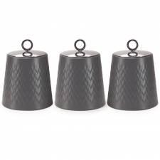 EHC 3 x Chevron Pattern Airtight Food Storage Canisters Set, Grey