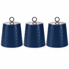 EHC 3 x Chevron Pattern Airtight Food Storage Canisters Set, Navy Blue