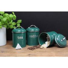 EHC Airtight Set of 3 Tea, Coffee & Sugar Storage Jars - Fjord Green