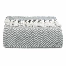 EHC Chevron Pattern Cotton Throw Blanket, Single - Grey, 127 x 152 cm