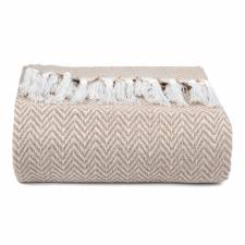 EHC Chevron Pattern Cotton Throw Blanket, Single - Tan, 127 x 152 cm