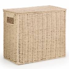 EHC Chic Handwoven Slimline Paper rope Bathroom Storage Unit, Khakhi