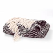 EHC Cotton Zig Zag Handwoven Single Bed or Armchair Throw - Chocolate