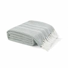 EHC Cross-stitch Pattern Cotton Throw Blanket, Grey, Single, 127x152cm