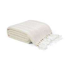 EHC Cross-stitch Pattern Cotton Throw Blanket, Natural,127 x 152 cm