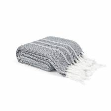 EHC Cross-stitch Pattern Cotton Throw Blanket, Navy Blue,127 x 152cm