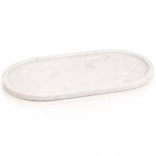 EHC Decorative Large Oval Multi-purpose Serving Marble Tray - White