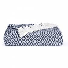 EHC Diamond Soft Cotton Double Throw, 150 x 200 cm, Large, Navy Blue