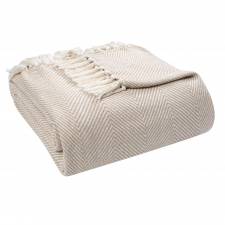 EHC Herringbone Cotton Throw Beige, King Size, 225 x 250cm