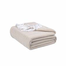 EHC Herringbone Pattern Cotton Throw Blanket, Beige, Single, 127x152cm