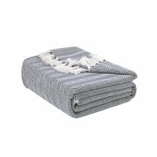 EHC Herringbone Pattern Cotton Throw Blanket, Grey, Single, 127 x152cm