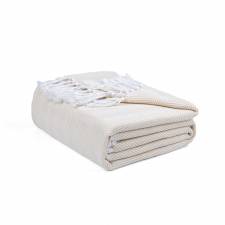 EHC Herringbone Pattern Cotton Throw Blanket, Natural,127 x 152cm