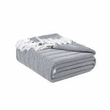 EHC Herringbone Pattern Cotton Throw Blanket, Navy Blue, 127 x 152cm