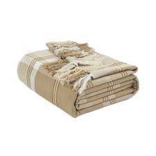 EHC Highland Large Cotton Throw For Bed, Sofa or Armchair, Beige