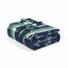 EHC Highland Large Cotton Throw For Bed, Sofa or Armchair, Navy Blue