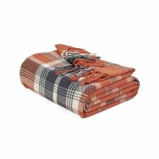 EHC Highland Large Cotton Throw For Bed, Sofa or Armchair, Spice