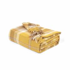 EHC Highland Large Cotton Throw For Sofa, Double Bed, Armchair - Ochre