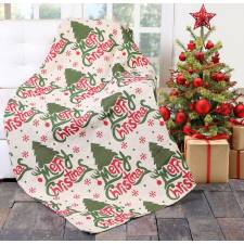 EHC Jacquard Tapestry Reversible Merry Christmas Throw -127 x 152 cm