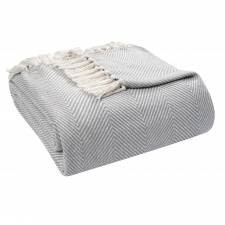 EHC Large Herringbone Pattern Cotton Throw Blanket, Grey, 150x200cm