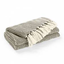 EHC Luxury Super Soft Cotton Diamond Large Throw - Black, 150 x 200 cm