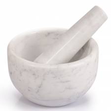 EHC Marble Mortar Pestle Set, Premium Herb Spice Grinder - White