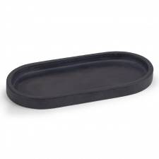 EHC Oval-shaped Decorative Marble Stone Storage Vanity Tray, Black