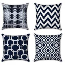 EHC Pack of 4 Decorative Square Sofa Cotton Cushions Covers, Navy blue