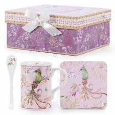 EHC Porcelain Phoenix Design Tea/Coffee Mug with Spoon & Coaster Set
