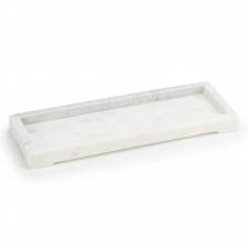 EHC Rectangular Decorative Marble Stone Storage Vanity Tray, White