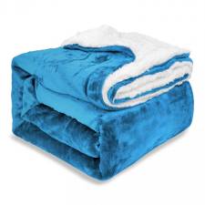 EHC Reverse Sherpa Flannel Fleece Blanket - Turquoise,150 cm x 200 cm