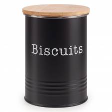 EHC Round Airtight Seal Cookie/Biscuit Storage Jar With Lid, Black