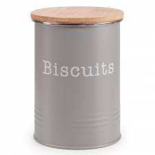 EHC Round Airtight Seal Cookie/Biscuit Storage Jar With Lid, Grey