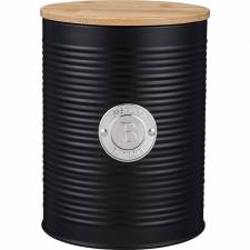 EHC Round Enamel Airtight Seal Cookie/Biscuit Canister With Lid, Black
