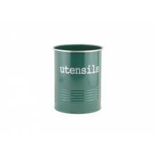 EHC Round Fjord Green Enamel Utensil Storage Pot Holder