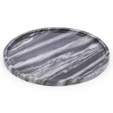 EHC Round-shaped Decorative Marble Stone Storage Vanity Tray, Grey