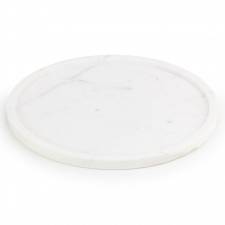EHC Round-shaped Decorative Marble Stone Storage Vanity Tray, White