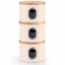 EHC Set of 3 Airtight Round Stackable Kitchen Storage Jars, Matt Cream