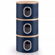 EHC Set of 3 Airtight Round Stackable Kitchen Storage Jars, Navy Blue