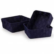 EHC Set of 3 Nestable Polypropylene Storage Gift Hamper Baskets - Blue